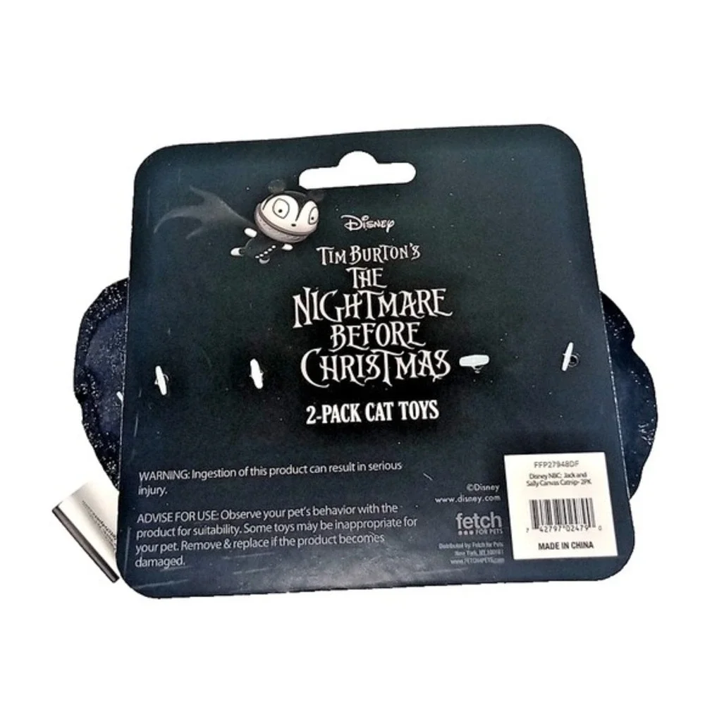 Disney Halloween Nightmare Before Christmas Jack Sally Catnip Cat Kitten Toy 2pk